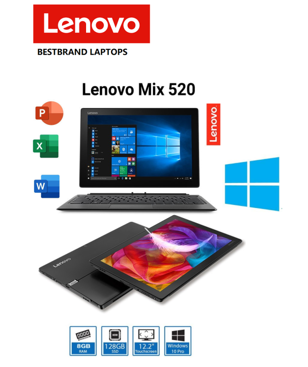 LAPTOP Lenovo Tablet MIIX 520 I5 GEN 8 8GB RAM 256GB SSD NVME