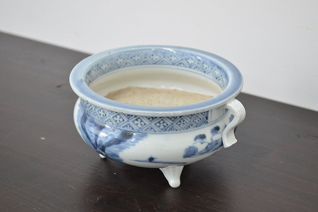 古伊万里 染付 火入 香炉？ タバコ道具？ 雀古伊万里 染付 火入