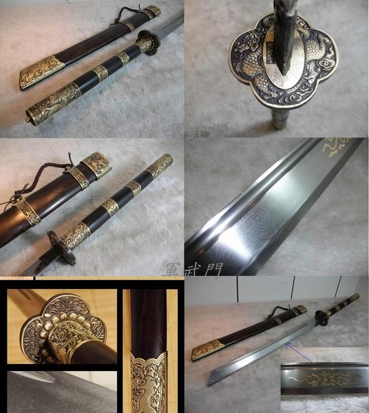 軍武門二館】康熙斬馬刀(黑檀木/手工摺疊鋼/燒刄) 銅雕/手工大刀/收藏