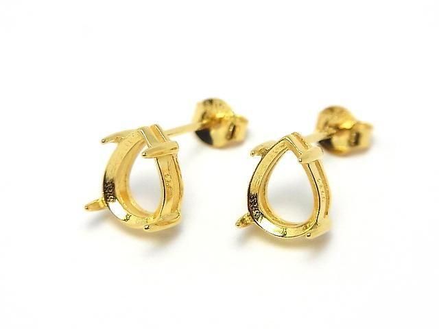 動画】Silver925 ピアスポスト空枠＆キャッチ ペアシェイプファセット