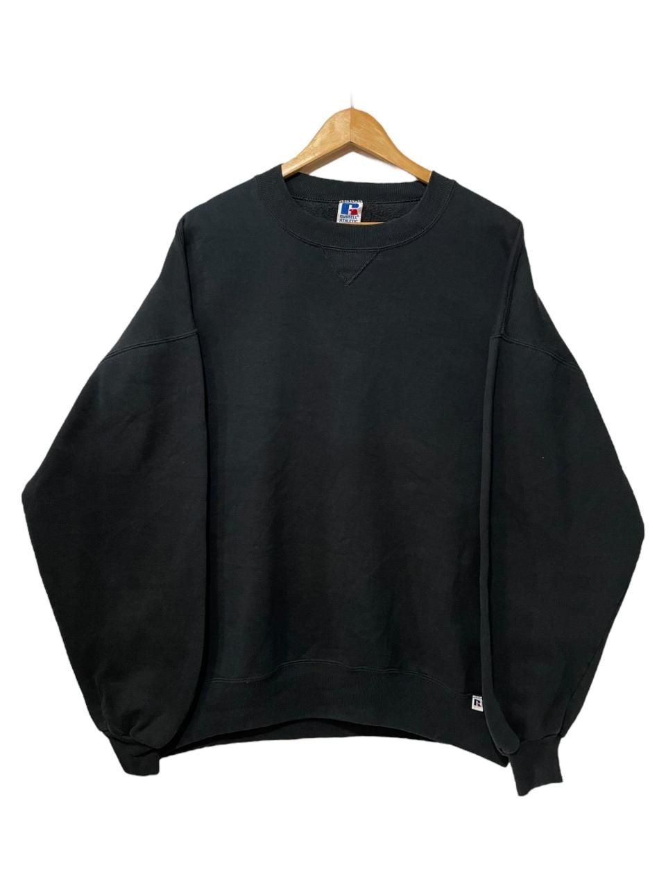 USA製 90s RUSSELL ATHLETIC Plain Sweatshirt 黒 XXL ラッセル 無地