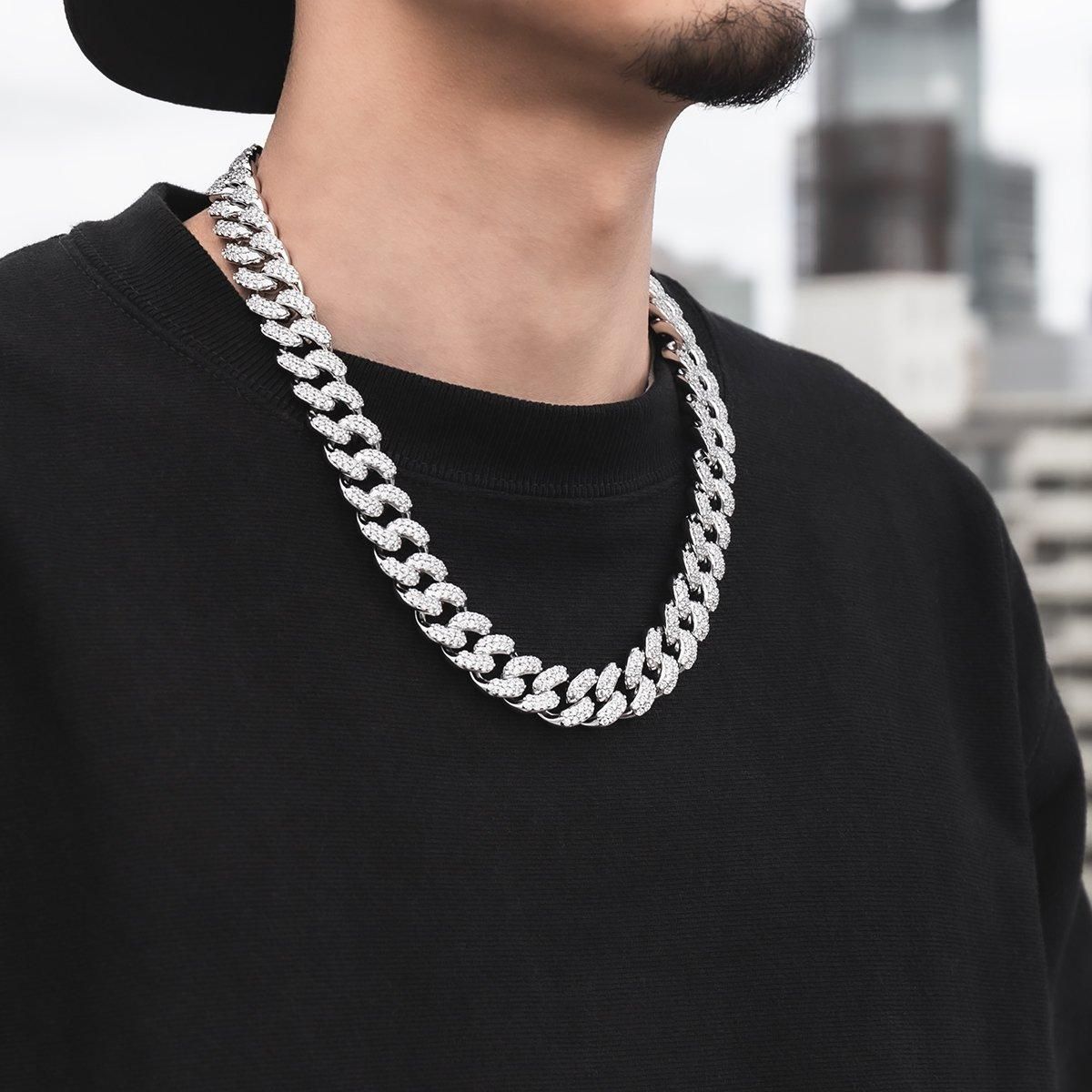 シルバー マイアミネックレス 幅16.5mm 45cm-50cm AHBL-J012