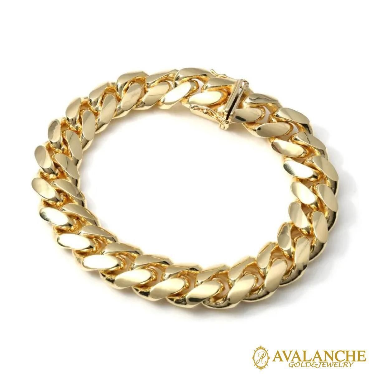 10K イエローゴールド マイアミブレスレット 幅12.5mm 19cm 定価