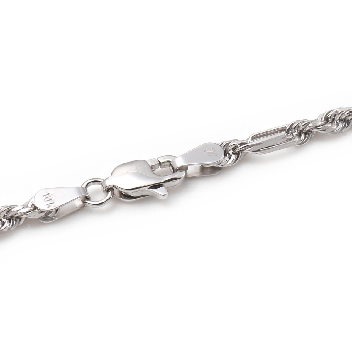 10K ホワイトゴールド フィガロープネックレス 幅2.8mm 45cm-55cm