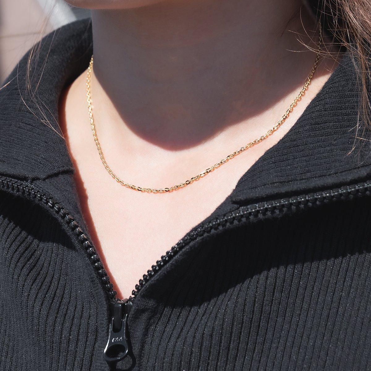 10K イエローゴールド クロスケーブルネックレス 幅2mm 40cm-60cm ｸﾛｽ