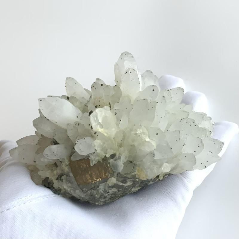 国産水晶/パイライト クラスター原石 青森県尾太鉱山産 】 日本産