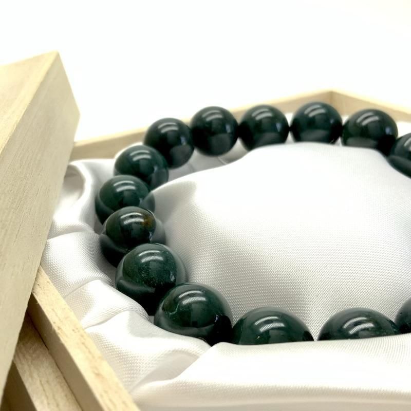碧玉 AA 12mm ブレスレット 】 出雲石 国産 花仙山 青めのう 緑 限定品