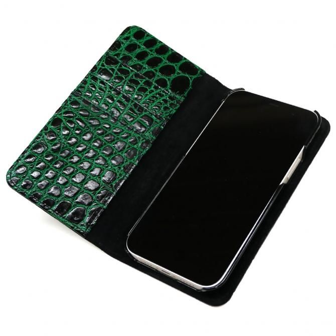 手帳型 iPhoneケース iPhone12/12Pro対応 本革 ワニ革 鰐革