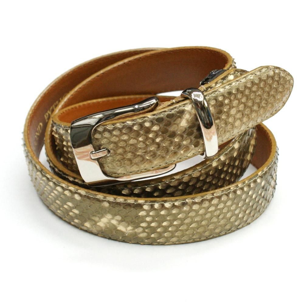 ヘビ革 蛇革ベルト（レザー）（パイソン） 3㎝幅 柄 ブロンズ・ベージュ