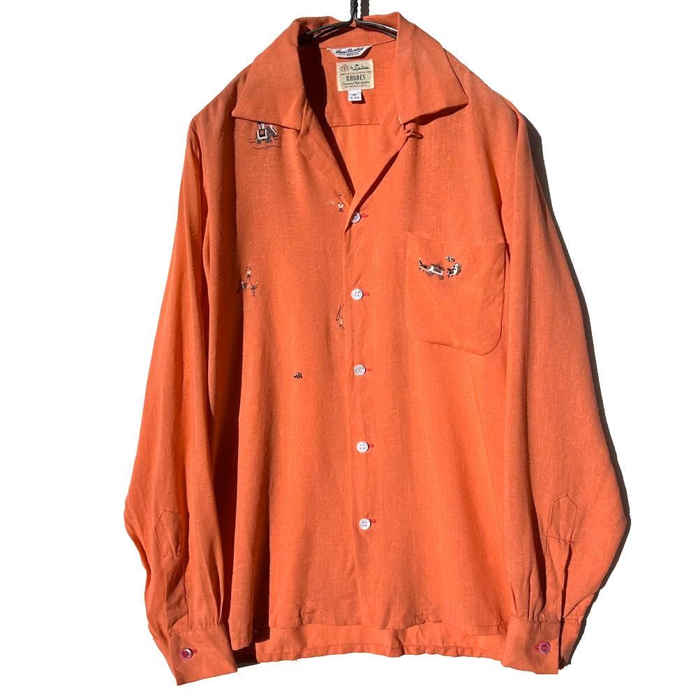 RHODES】ヴィンテージ レーヨン オープンカラーシャツ【1950's