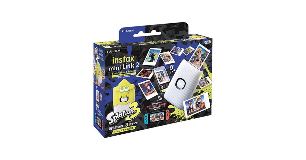 富士フイルム、「スプラ3」ケース付属の“チェキ”スマホプリンターを