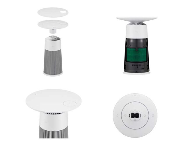 LG、テーブルやQi充電機能を備えた360度型空気清浄機「PuriCare