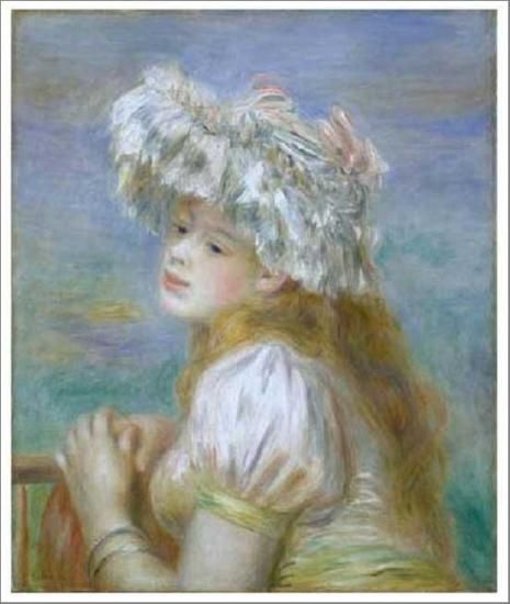 ルノワール【レースの帽子の少女】 - 手描き 絵画（油絵複製画）販売の