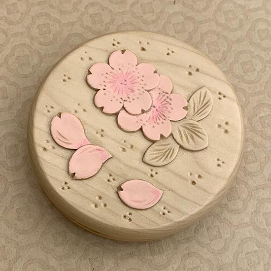 軽井沢彫り 軽井沢彫 シバザキ 文箱 小箱 桜彫刻 2万5千～3万円