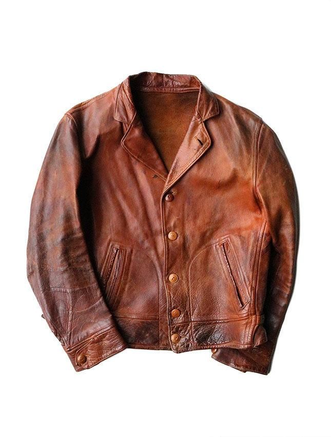 30s UNKNOWN LEATHER COSSACK JACKET SIZE FITS LIKE 38 - MATIN