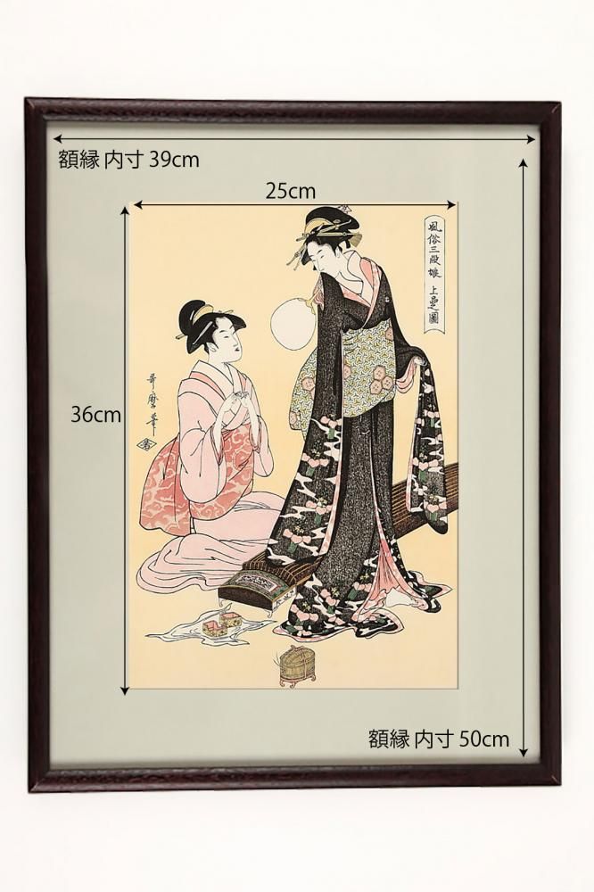風俗三段娘 上品の園 喜多川歌麿 復刻版浮世絵