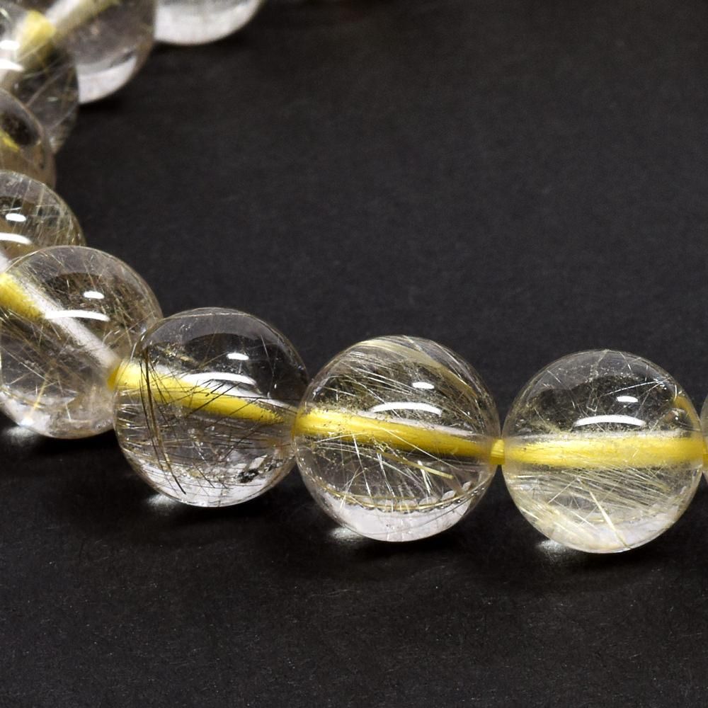 ゴールドルチルクォーツ ブレスレット 9mm #QC347 - プレミアム天然石