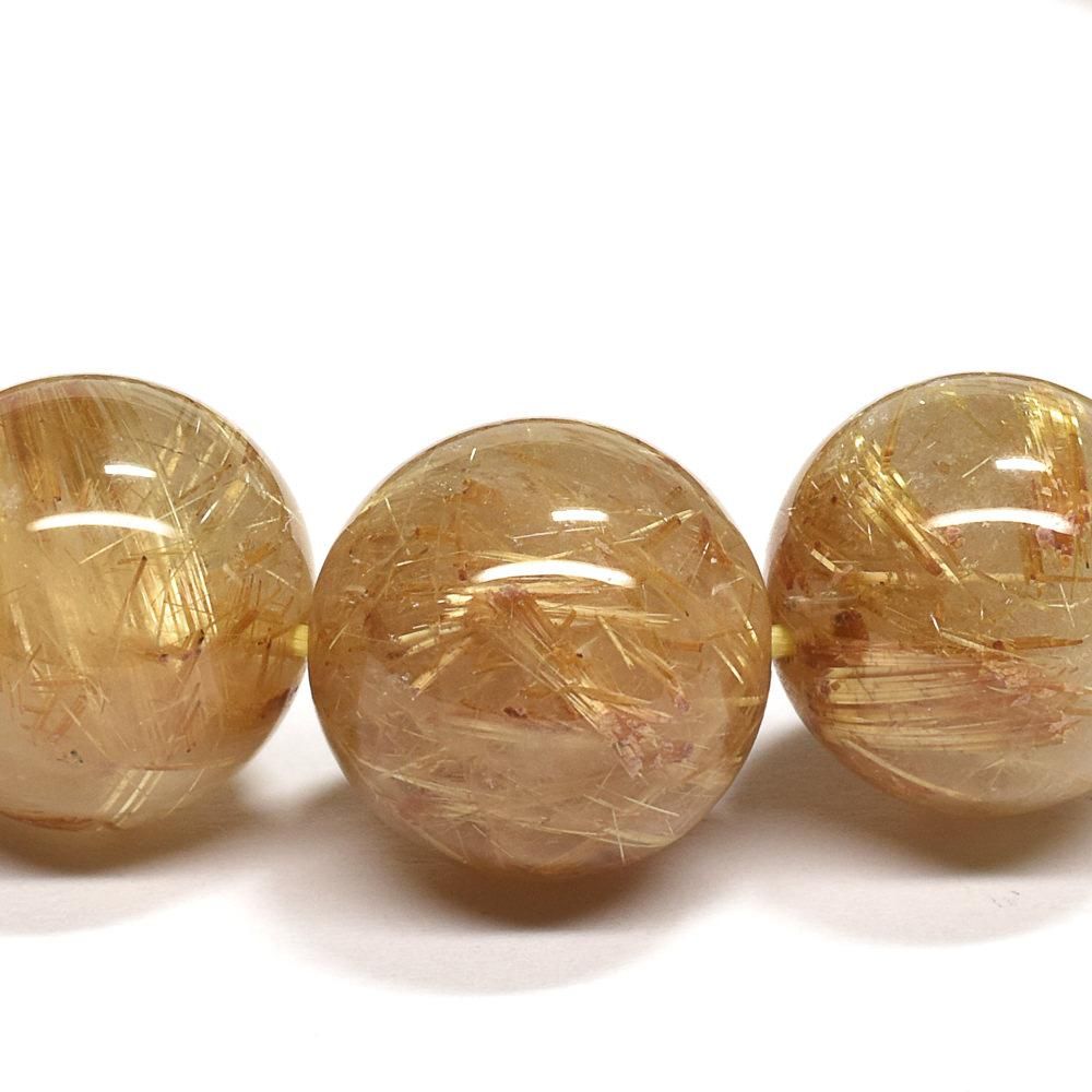 ゴールドルチルクォーツ ブレスレット 13mm #QG005 - プレミアム天然石