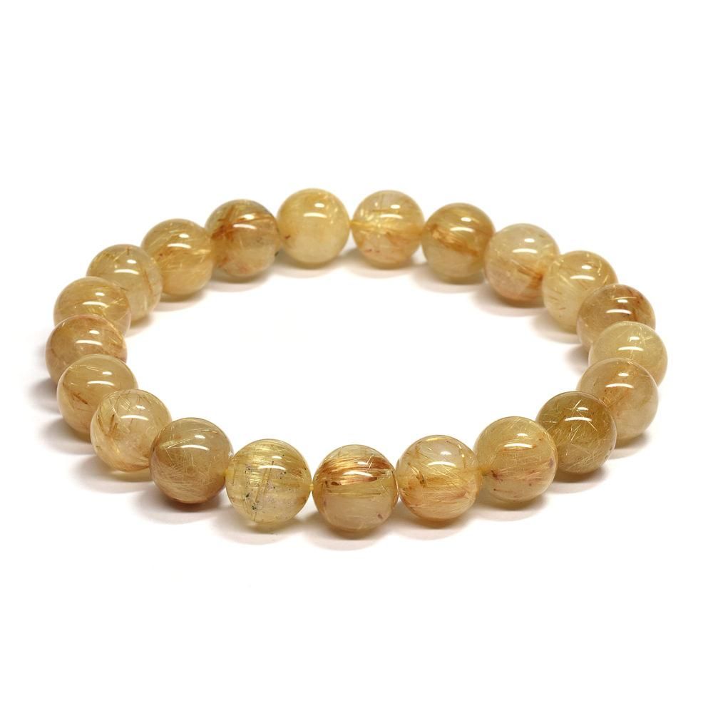 ゴールドルチルクォーツ ブレスレット 9mm #QG013 - プレミアム天然石