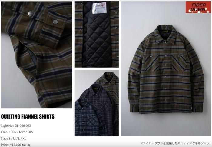 BLUCO 【ブルコ】 QUILTING FLANNEL SHIRTS（キルティングフランネル