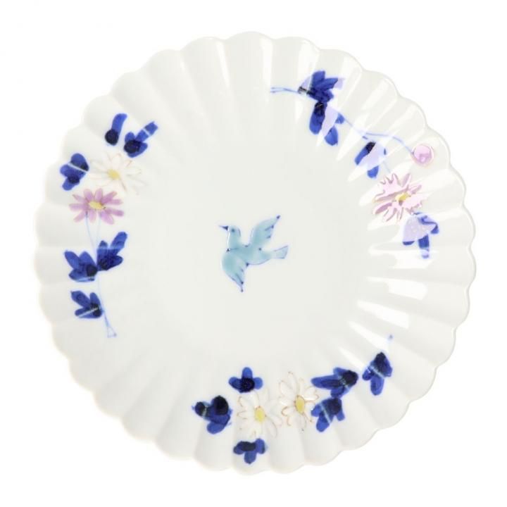 宮腰綾】九谷焼 5寸陽刻深鉢 ひな菊｜やさしい色合いと可憐な花模様が