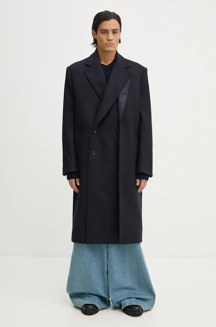 Y/Project wool coat DOUBLE FRONT COAT navy blue color 201CO006 at