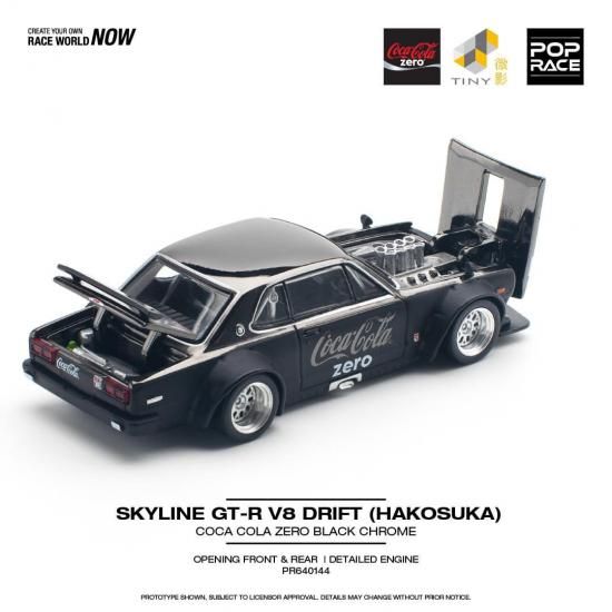POP RACE 1/64 Skyline GT-R V8 Drift ハコスカ Coca Cola Zero Black