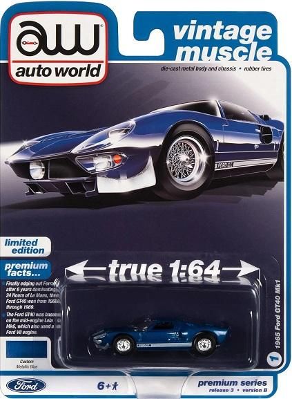 オートワールド 1/64 1965 フォード GT40 MK1 METALLIC BLUE アメ車