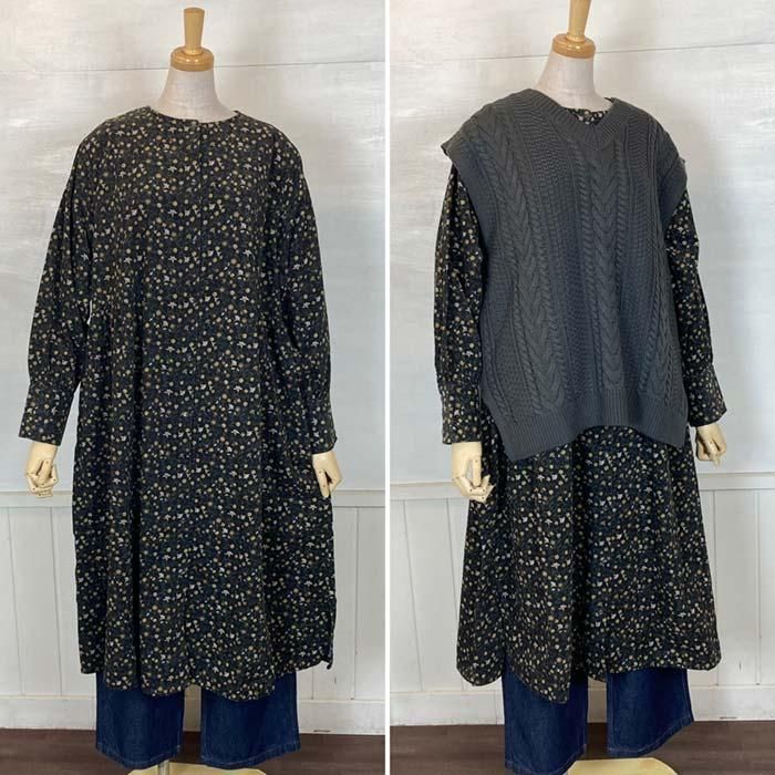 正規通販】Cloud nine/クラウドナイン コーデュロイ小花柄プリント前