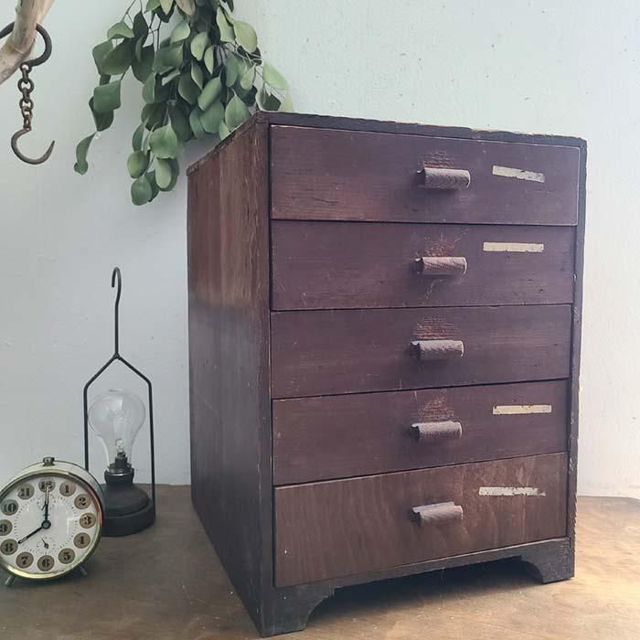 昭和レトロ・古家具・古道具・木製小引き出し・5段チェスト | 旅する