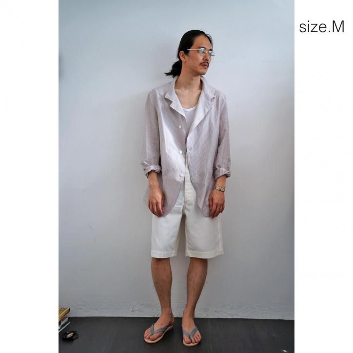 Fendart Shirt Jacket COTTON LINEN BROWN STRIPE