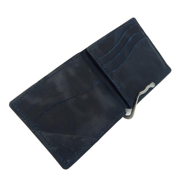 BELAKE マネークリップ bloom navy leather money clip(ブルーム