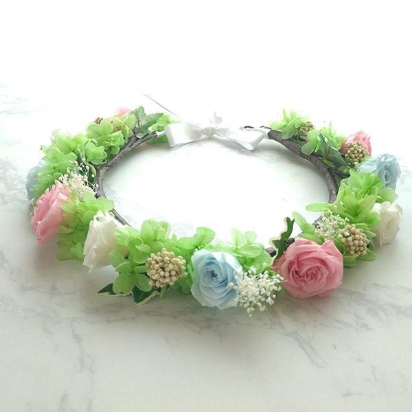 プリザーブドフラワー花冠（グリーンナチュラル）【ジェイダイト