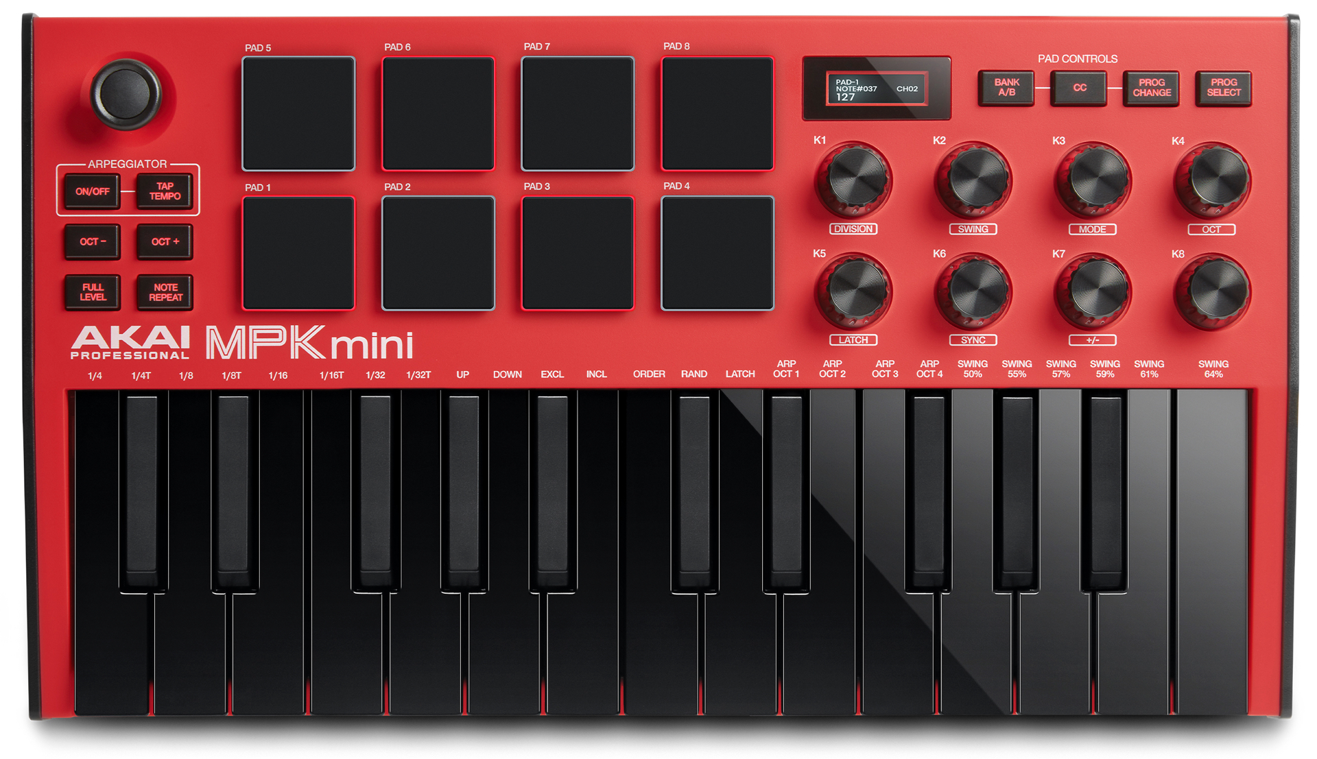 AKAI MPK mini MK3 Red | MPCパッド搭載ミニ鍵仕様のMIDI