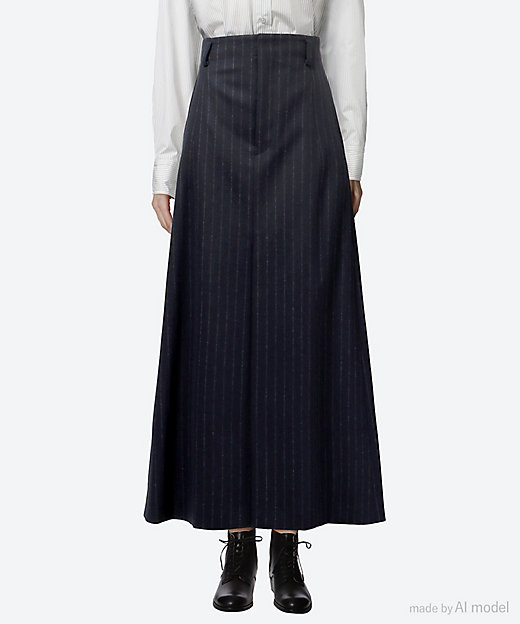 ウールストライプトラペーズスカート 7924－230－0399