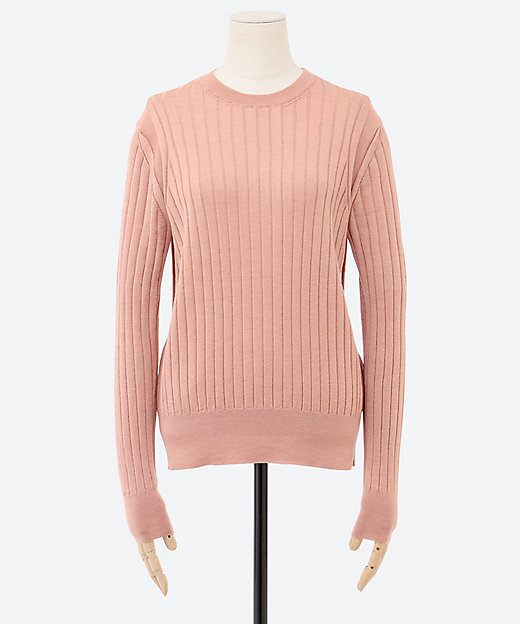 セーター 18Gワイドリブ エクストラファインメリノウール×シルク