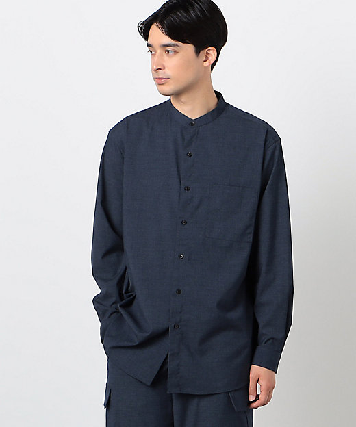 ウールライク バンドカラー シャツ（長袖）（4730II01