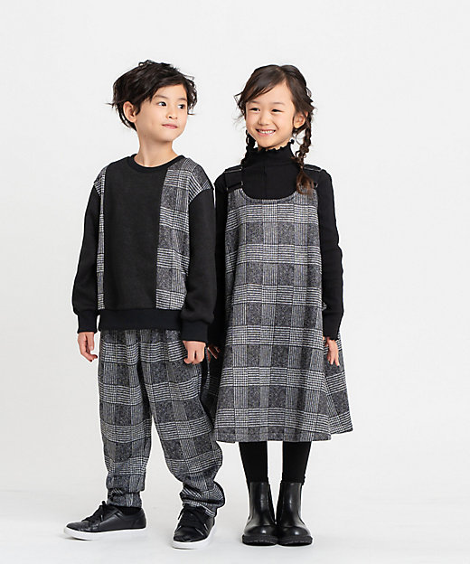 グレンチェックプリント 裏起毛 ジャンパースカート（9835OM52