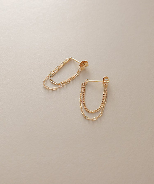 K18キヘイ×長アズキチェーン フープピアス（2002269849