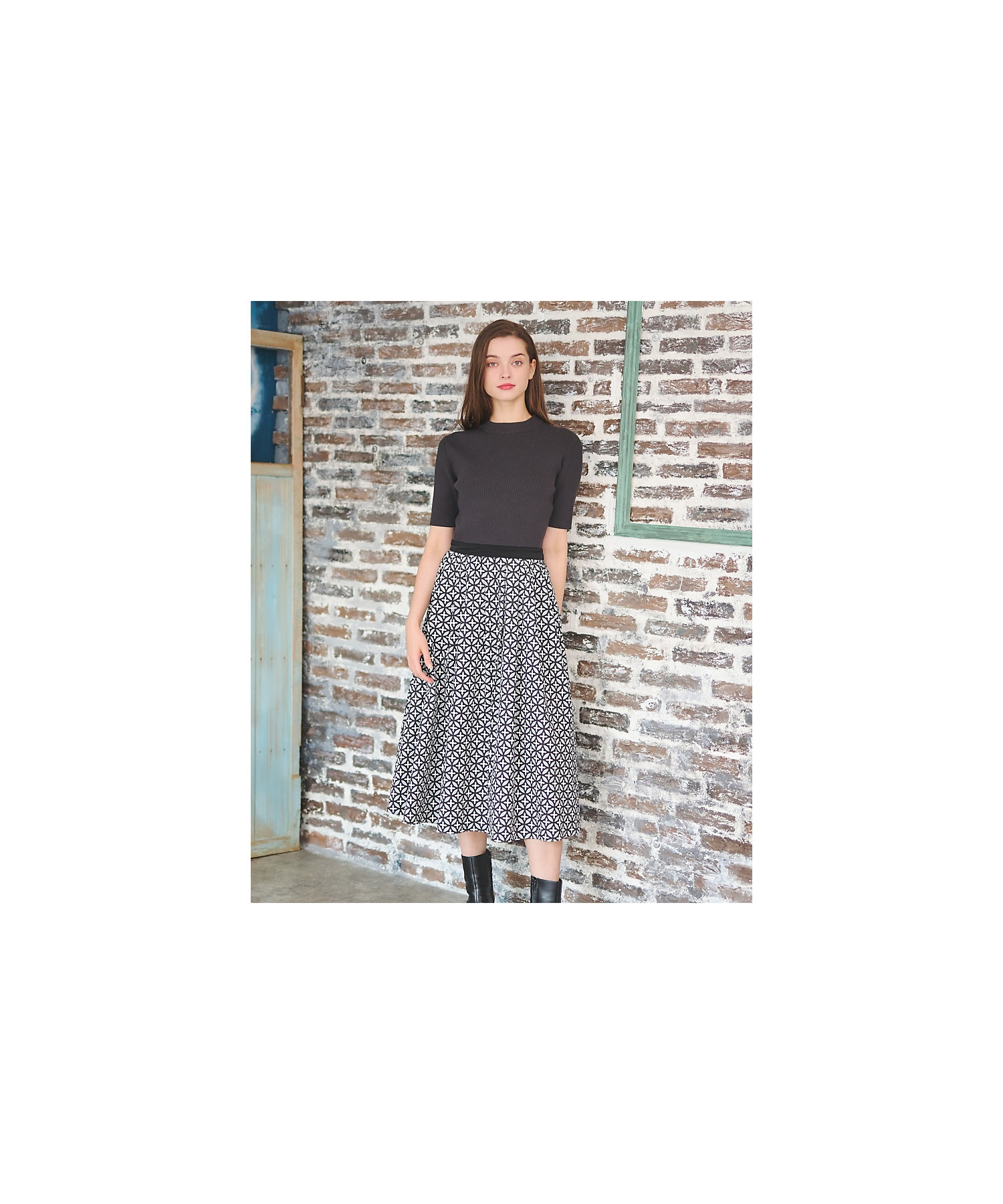 人気定番】オーバーラップサークルコンビワンピース