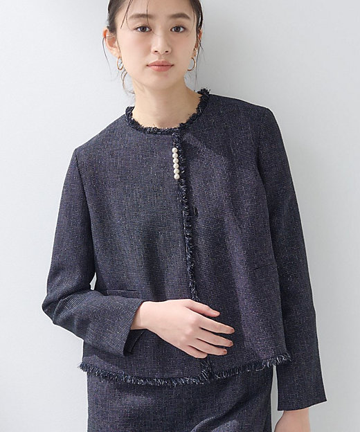 軽量／セレモニー／SETUP可能】ストレッチツイードジャケット