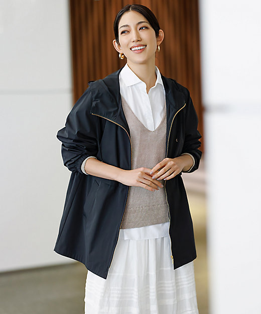 洗える／撥水加工】ナイロン2WAYストレッチ フーデットアウター