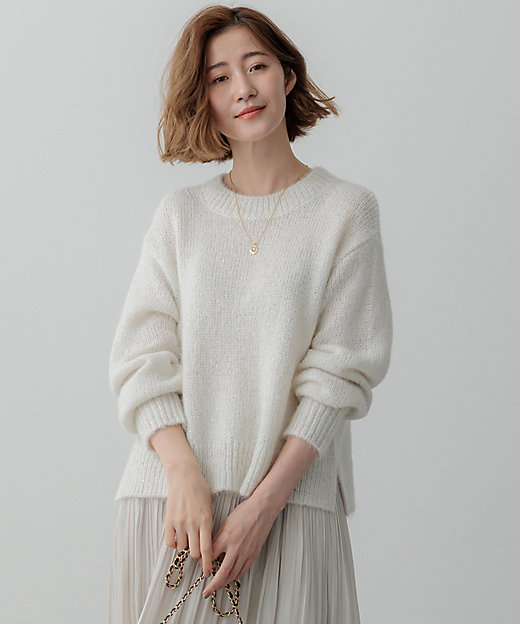 Oggi2月号掲載／洗える】スパングル クルーネック ニット