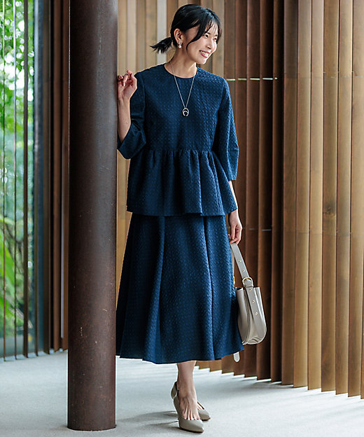 洗える】プレザンスジャカード タックスカート（SKWOCW0314