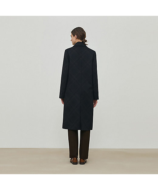 ダブルフェイスチェックジャカード チェスターコート | maison