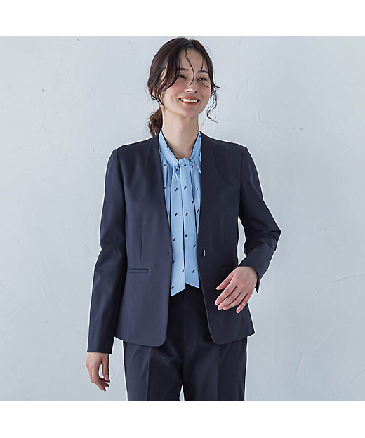 コンフォートノーカラージャケット≪洗濯機で洗える／セットアップ対応