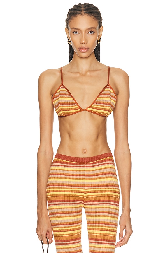Miu Miu Cotton Crochet Triangle Bra Top in Multicolor | FWRD