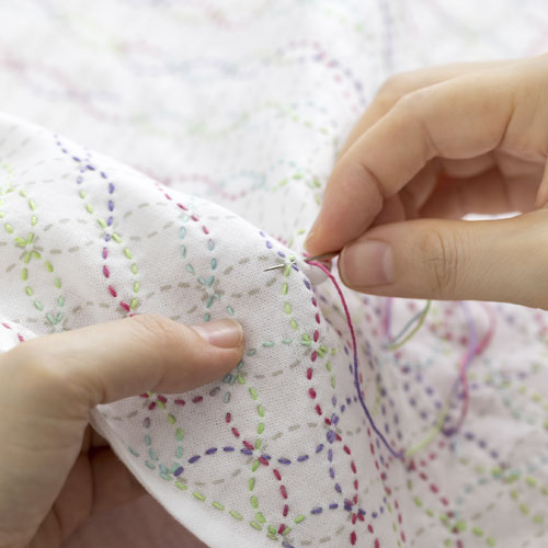 クロスステッチフレーム＜ハッピーハートフラワー＞ | リバティ 生地