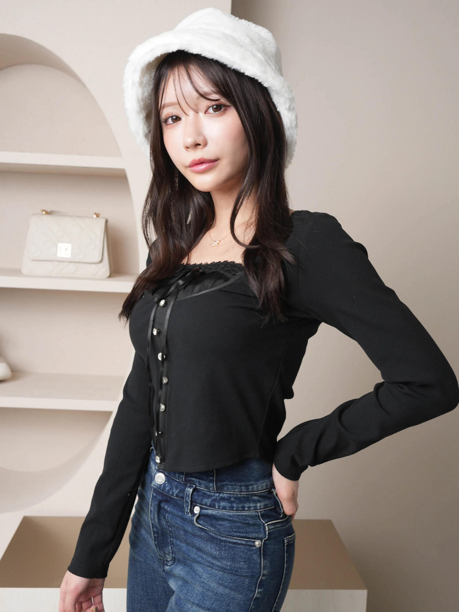 LIP SERVICE（リップサービス）｜ リボンレースレイヤードトップス