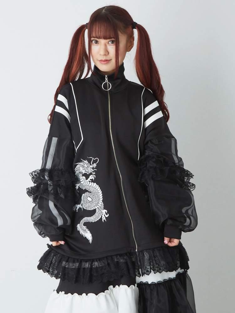 アシンメトリ―フリルジャージパーカー - Jamie エーエヌケー